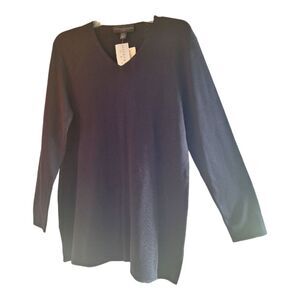 Geoffrey Beene 100% Silk Sweater Black Knit Tunic NWT NOS Y2K Women's size Large